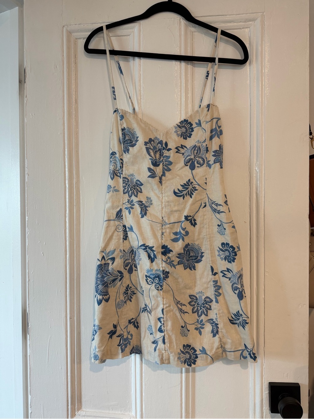 Abercrombie & Fitch Women's Cream Floral Sundress with Blue Print